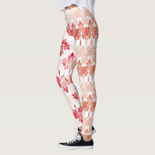 LEGGINGS MAPLE MADE WITH TRIANGLES CANADA FLAG BY MASANSER