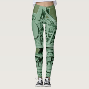Leggings Maquinaria Metalizado robótica verde industrial
