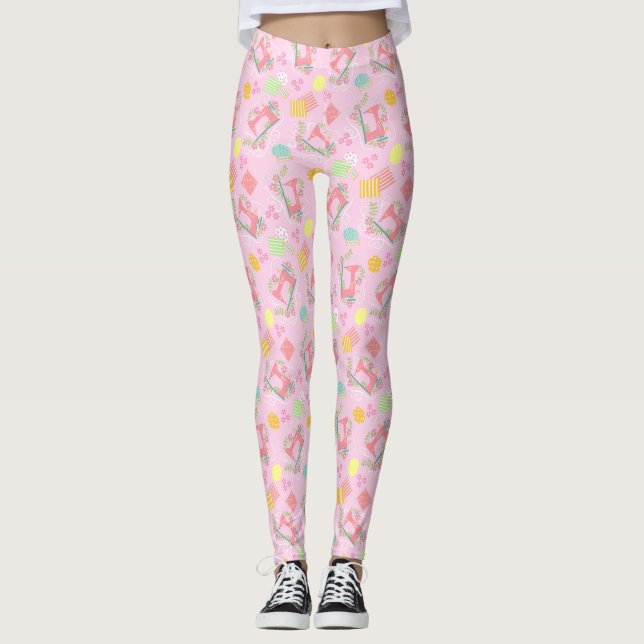 Leggings Máquinas de coser rosadas (Anverso)