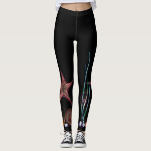 Leggings Mar de las estrellas de mar en negro