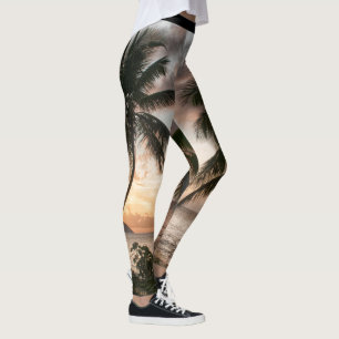Leggings Mar del Caribe de las palmeras amarillas