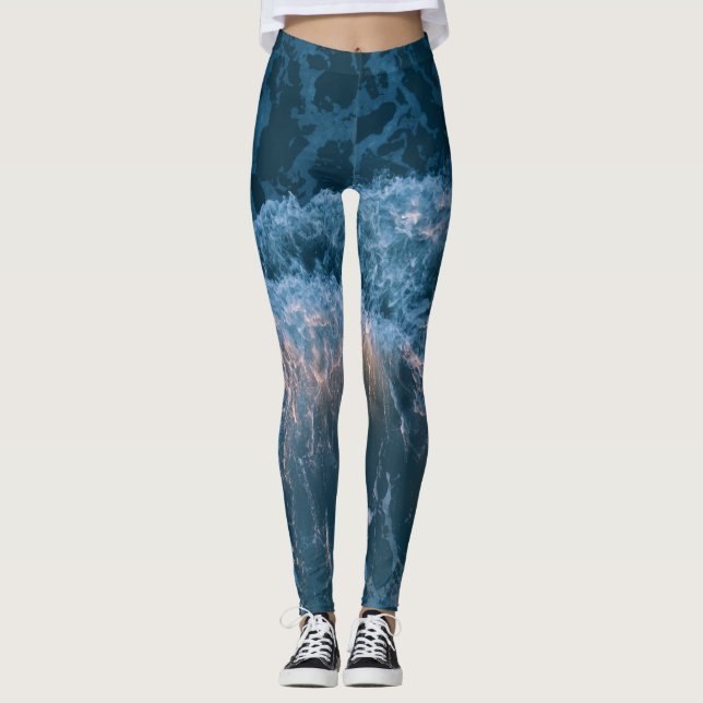 Leggings Maravillosas olas azules (Anverso)