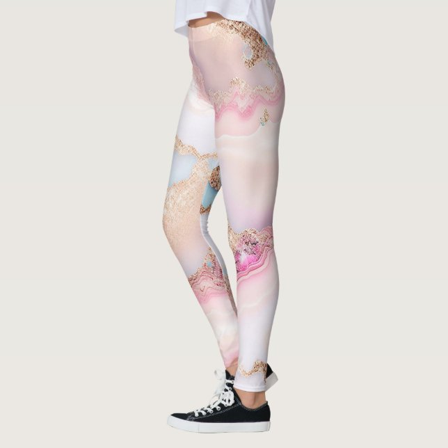 Leggings Marble Agate popular colección de oro rosa azul (Izquierda)
