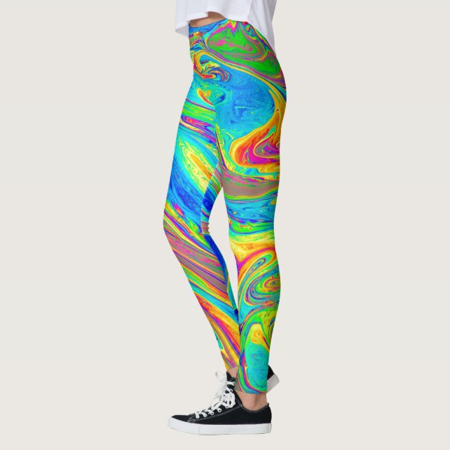 Leggings Marble Arcoiris reluciente y hermoso (Izquierda)