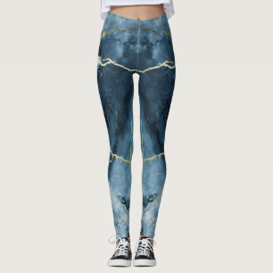 Leggings Marble azul de impresión de color hermoso
