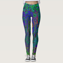 Leggings Marble azul y acuamarina Resumen Swirte retro