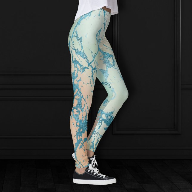 Leggings Marble de lujo | Hermosa vena Verde azulada amaril (Subido por el creador)