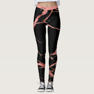 Leggings Marble negro rosa de lujo Añadir texto