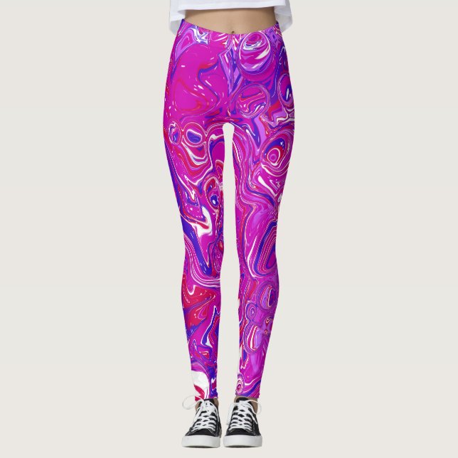 Leggings Marble rosa y púrpura nadando (Anverso)
