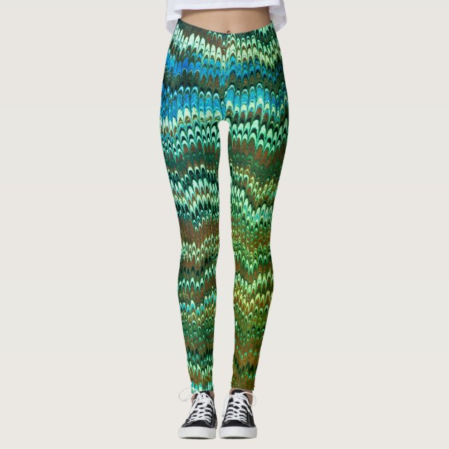 Leggings Marbling del Libro de fondo (hoja verde) (Anverso)