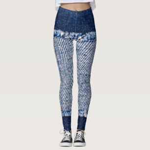 Leggings Marco de jeans azules de denim con bordes.