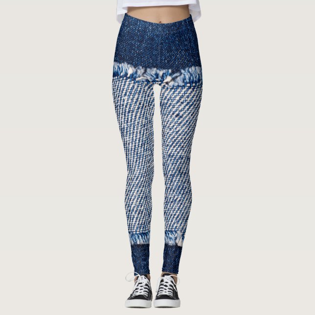 Leggings Marco de jeans azules de denim con bordes. (Anverso)