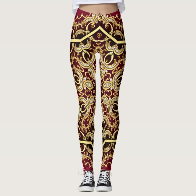 Leggings Marco elegante: perla y oro. (Anverso)