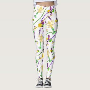 Leggings Mardi Gras Beads Fleur De Lis & Crawfish