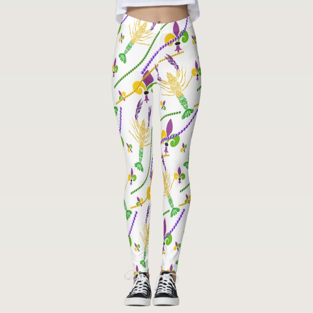 Leggings Mardi Gras Beads Fleur De Lis & Crawfish (Anverso)