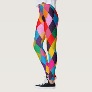 Leggings MARDI GRAS HARLEQUIN PATTERN Rhombi colorido