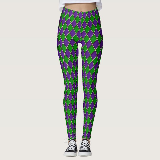 Leggings Mardi Gras Leggings, Diamond Harlequin Jester (Anverso)