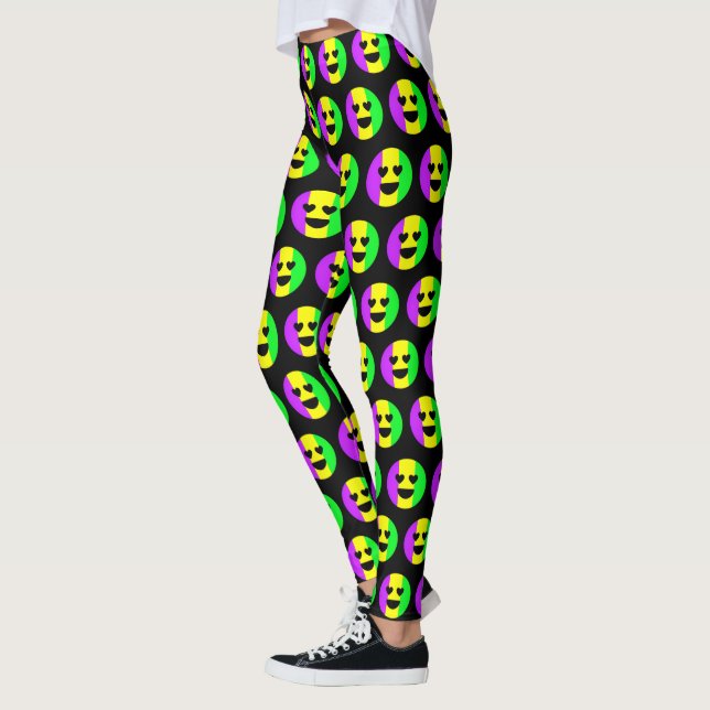 Leggings Mardi Gras Nueva Orleans Cute Graciosa Emoji Sonri (Izquierda)