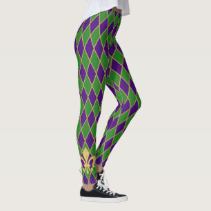 Leggings Mardi Gras Patrón de diamantes de Harlequin