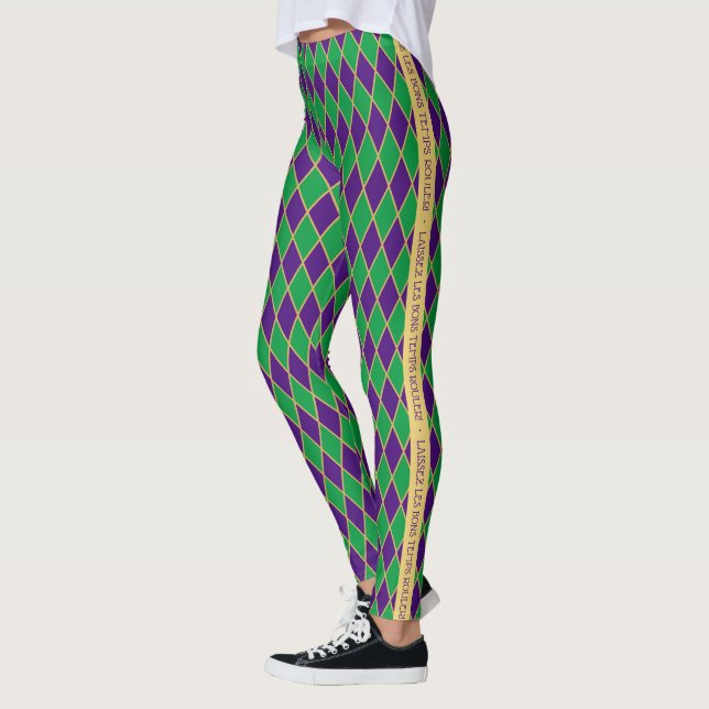 Leggings Mardi Gras | Patrón de Harlequin | Personalizado (Izquierda)
