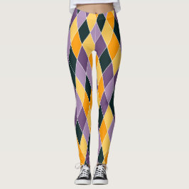 Leggings Mardi Gras Purple Gold Mujeres de alta calidad