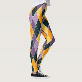 Leggings Mardi Gras Purple Gold Mujeres de alta calidad