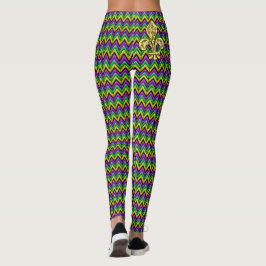 Leggings Mardi Gras Purple Green Gold ZigZag Stripes