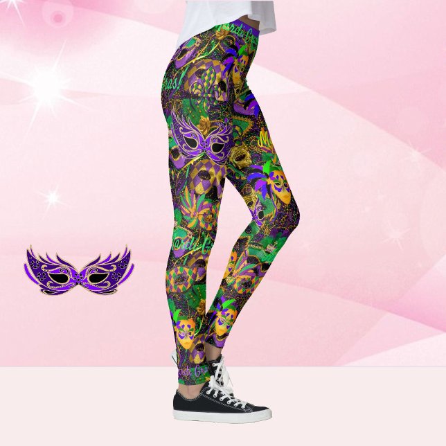 Leggings Mardi Gras Todo Basura Máscaras Fiestas Leggencias (Subido por el creador)