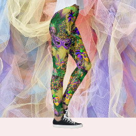 Leggings Mardi Gras Todo Basura Máscaras Fiestas Leggencias
