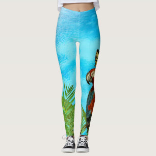 Leggings Mares turquesa loro y mariposa canvas de Faux