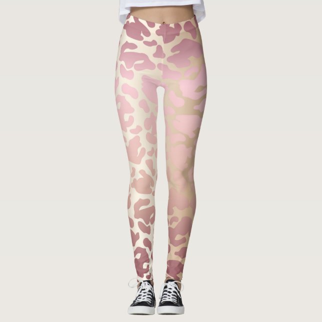 Leggings Marfil, oro Rosa y piernas de mujeres rosadas (Anverso)