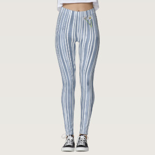 Leggings Margarita Acuarela de rayas azul pálido con estilo