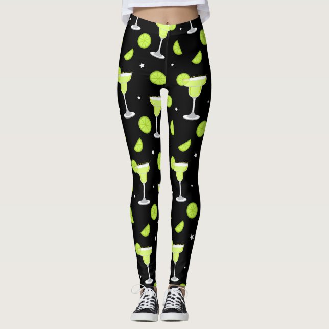 Leggings Margarita Bar de cócteles Mixólogo Verde Negro (Anverso)