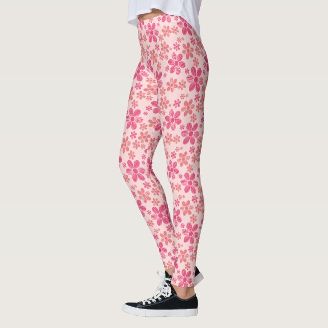 Leggings Margaritas rosadas con fondo rosa claro (Izquierda)