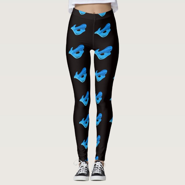 Leggings maricones azules nadando negros (Anverso)