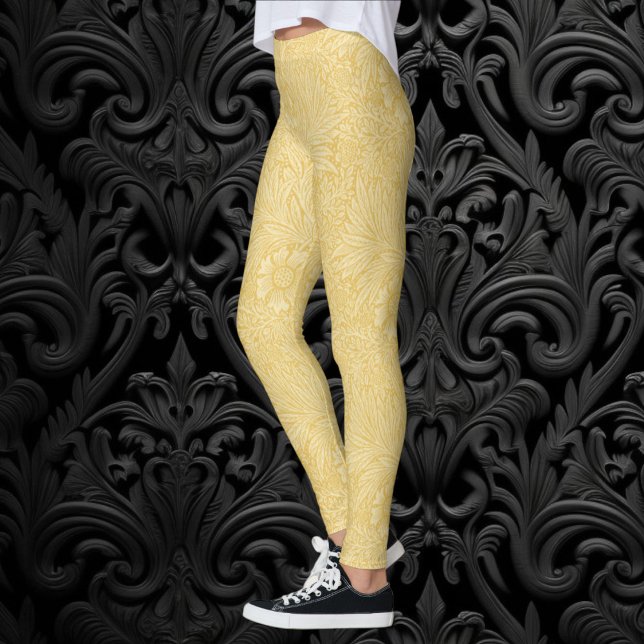Leggings Marigold por William Morris, Flores de Jardín Vint (Marigold by William Morris, Vintage Garden Flowers Leggings)
