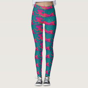 Leggings marimacho rojo natación patrón verde