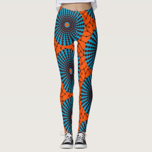Leggings MARINOS   Láminas de pinturas africanas de Naranja
