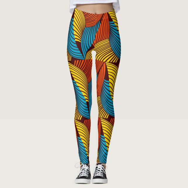 Leggings MARINOS | Leyendas de pinturas africanas amarillas (Anverso)