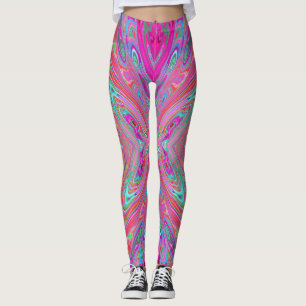 Leggings Mariposa abstracta rosa trippy, acuática y magenta