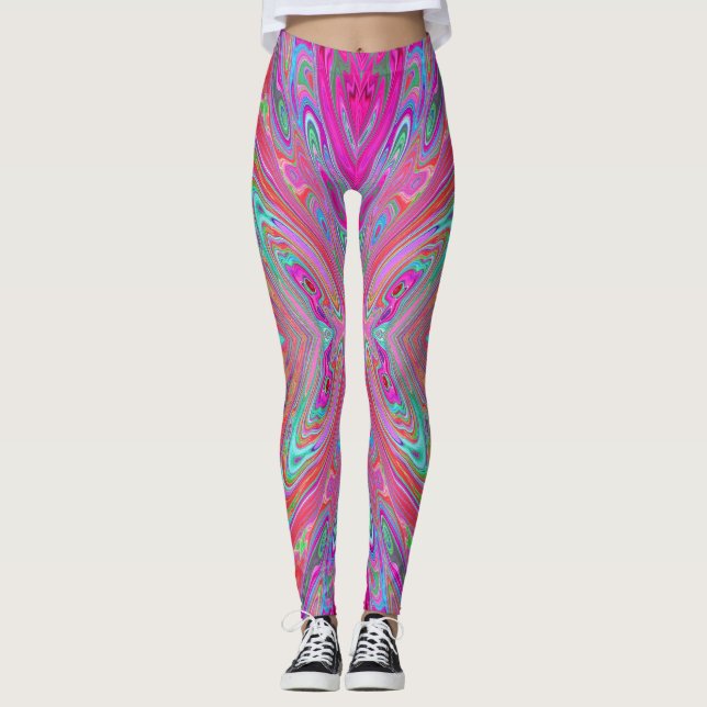 Leggings Mariposa abstracta rosa trippy, acuática y magenta (Anverso)