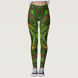 Leggings Mariposa abstracta verde lima retro trippy