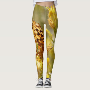 Leggings Mariposa amarilla, nombre personalizado, ocio