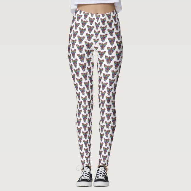 Leggings Mariposa arcoiris (blanca) - Piernas (Anverso)