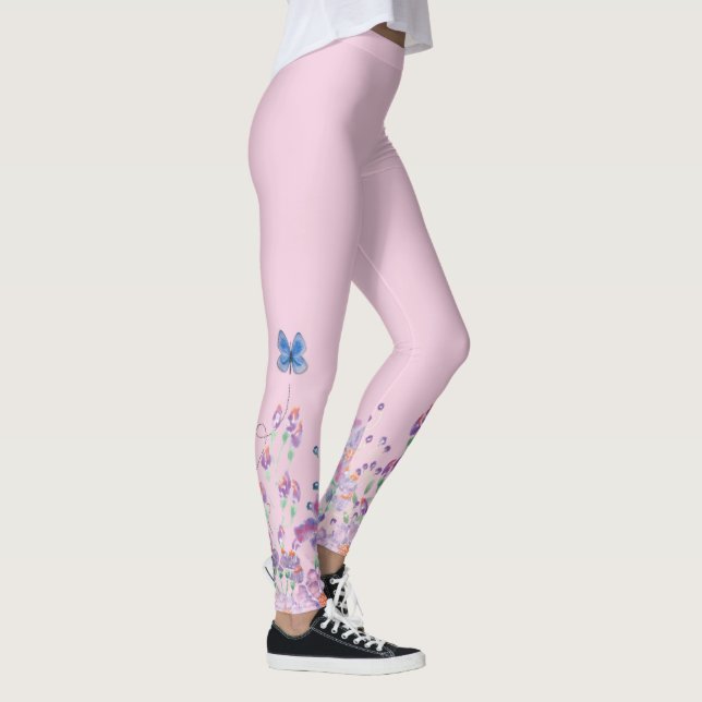 Leggings Mariposa azul en las flores (Derecha)