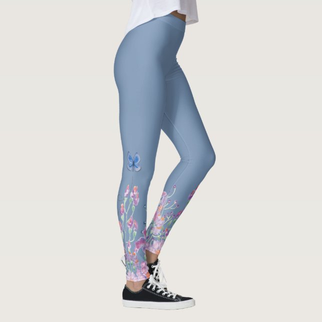 Leggings Mariposa azul en las flores (Derecha)