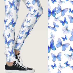 Leggings Mariposa azul femenina patrón caprichoso