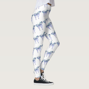 Leggings mariposa azul morado acuarela aqua
