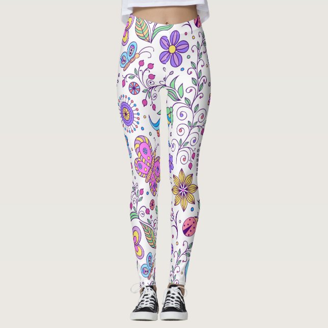 Leggings Mariposa Colorida Y Flor Cuidada (Anverso)