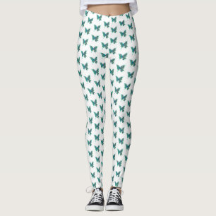 Leggings Mariposa con plumas de pavo real verde